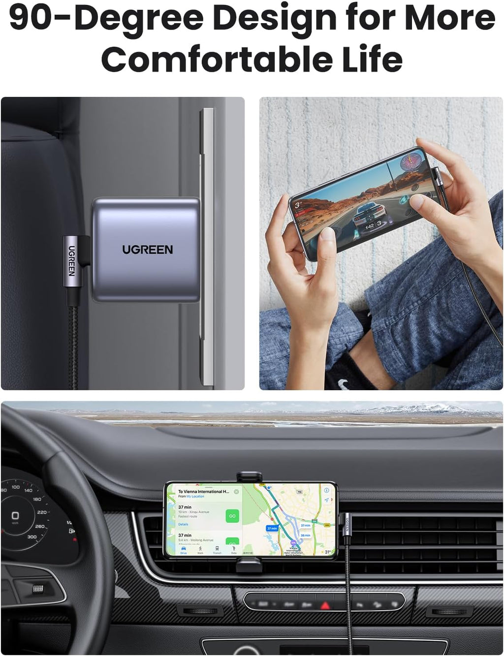 Right Angle USB C Cable 6.6FT 2-Pack, 60W USB C to USB C Cable 90 Degree Type C Cable for Iphone 17/16, Macbook Pro/Air, Ipad Pro 2022/Air 5/Mini 6, Galaxy S25/S24/S23, Pixel 10/9, Switch